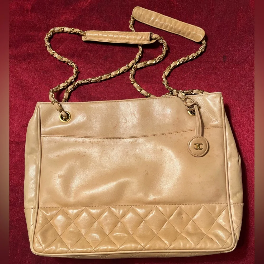 Chanel Shoulder Bag with Long Gold Plated Chain Straps